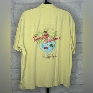 Tommy Bahama Off the Deep End 100% Silk Size Medium Yellow Camp Shirt
